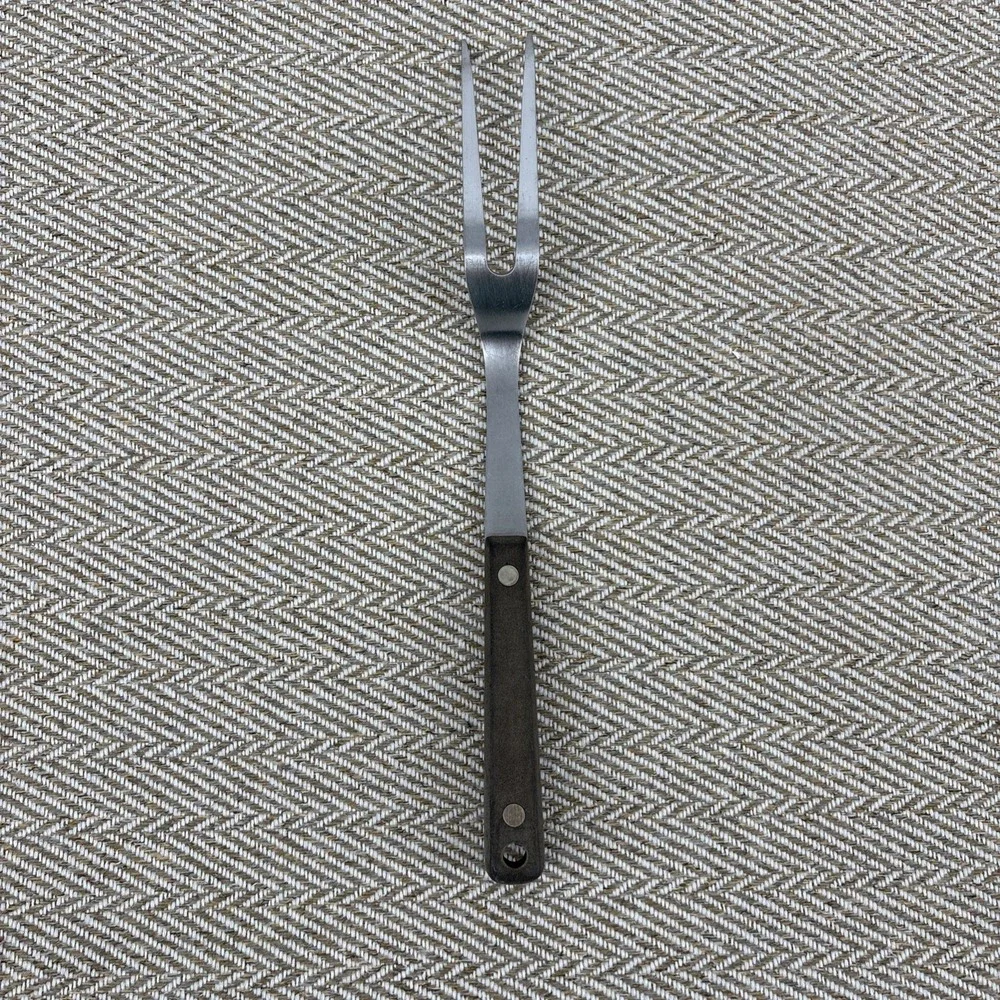 Vintage Ekco Flint Stainless Steel Carving Fork 2 Prong 12
